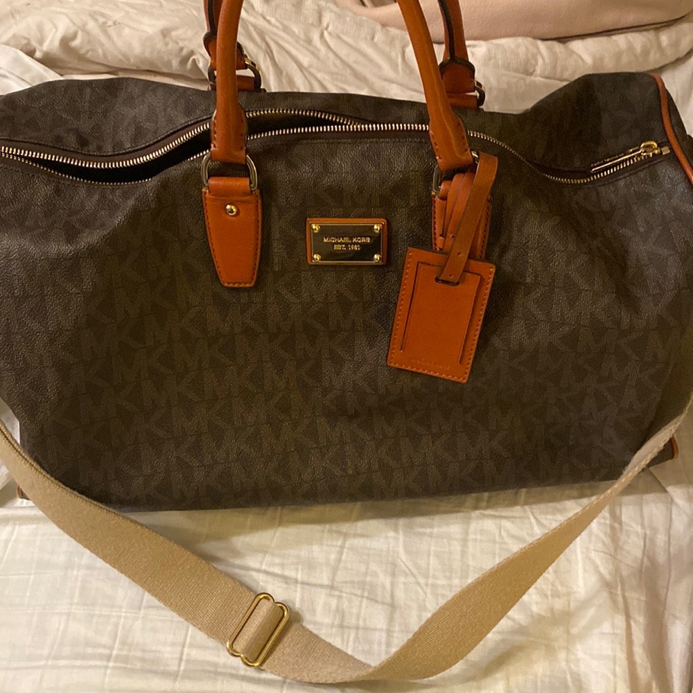 Michael Kors monogram weekender travel bag